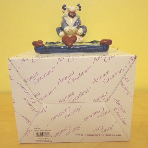 WhimsiClay Cat by Amy Lacombe Hearts Memo Pad Post It Holder Retired Vintage NEW - Picture 7 of 7